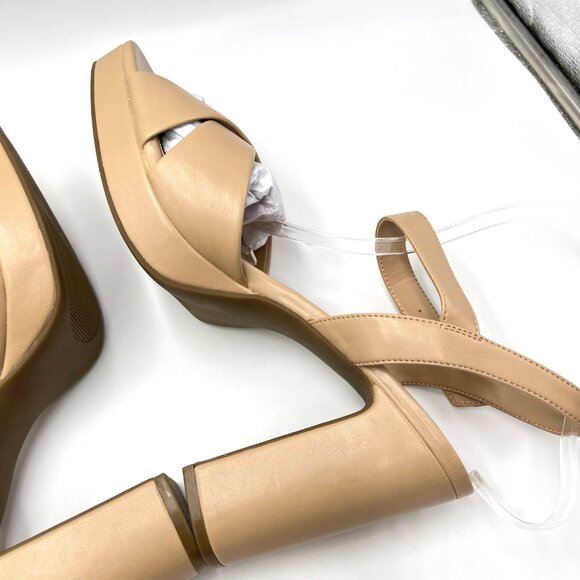 Anne Klein Womens Size 11 Zena Nude Beige Faux Vegan Leather Sandals Heels Shoes - Picture 10 of 16